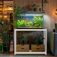 홈던트하우스 축양장 조립식 무볼트 2자 3자 광폭 철제 어항 선반 받침대 600모음 2단, 화이트, 1세트