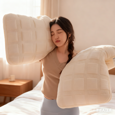 메리야스 빵 모양 베개 경추 보호하고 수면을 돕며 높은 베개로 오랜 시간 사용해도 가라앉지 않습니다, 1개, 베이지