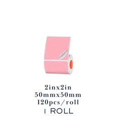SINMARK 50mm 라운드 컬러 열 라벨 용지 원형 방수 선물 태그 휴대용 프린터 자체 접착 스티커, 05 pink 1 roll