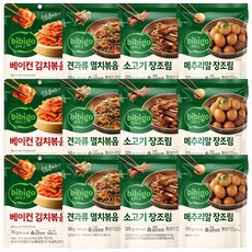 비비고 반찬(베이컨김치볶음3+견과류멸치조림3+소고기장조림3+메추리알장조림3), 1세트, 1.275kg