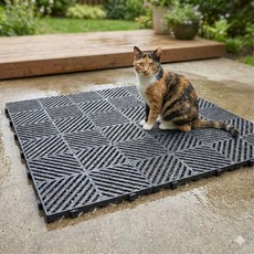 끼리온 길고양이 급식소 밥그릇 식기 받침대 매트, 2개, 블랙 (Black)