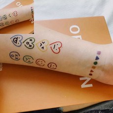 삼땨 데코스티커 마스크스티커 판박이스티커 페이스스티커 꽃타투스티커 꽃스티커, 3타투스티커-스마일