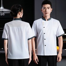 JINGHENG 남성 빅 사이즈 반팔 여름 통기성 편안한 호텔 주방 작업복 EFSC486456415