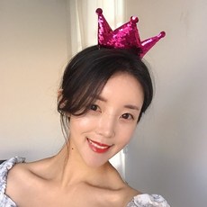 반짝이왕관머리띠 생일축하 파티악세서리 이벤트소품, 고양이 그린