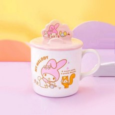 거치대 뚜껑 머그컵 400ml 잡화 생활 귀여운, 1개