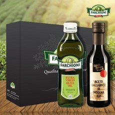 파르키오니 1리터올리브유(엑스트라버진)+250ml발사믹식초 선물세트 이탈리아산, 1L, 1