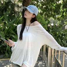 夏季罩衫 慵懶風薄款防曬長袖T恤 女 韓版寬鬆顯瘦衣 白色罩衫, 白色,XL （建議67.5-82.5公斤）