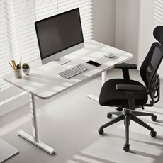 Fahomiss 모션데스그 수동 높이조절 책상 공부 사무용 컴퓨터책상 다용도 테이블, 화이트
