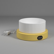寵物恆溫溫水碗, 小號 白色 羅馬碗 黃色 加熱底座 三擋可調, 1個, 20*20*20