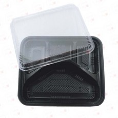 一次性塑膠便當盒 內嵌式密扣微波餐盒, 詳見包裝, 詳見包裝, A8黑底四格盒 底+蓋【50組】