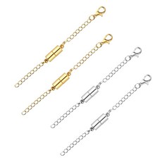 자석 목걸이 체인 4개 조절 가능한 자석 목걸이 익스텐더 실버 목걸이 체인 익스텐더 골드 마그네틱 목걸이 커넥터 주얼리 제작용 생일 선물, 자석 목걸이 체인 4개 조절 가능한 자석 목걸이 익스텐