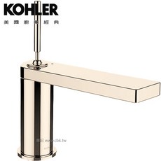 KOHLER Composed 臉盆龍頭 K-73158T-4，簡約設計，陶瓷閥芯，鍍鉻防鏽，單把手調節，柔和出水, 1個, 法蘭金)