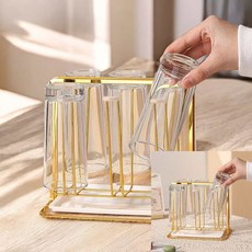 스탠드형 스퀘어 골드 6구 컵걸이 컵꽂이 컵홀더 컵정리대 스드