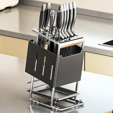 디원리빙 스테인리스 물빠짐 칼꽂이 식기건조대 물받이 포함 주방정리 다용도 칼보관함, 딥 그레이, 1개