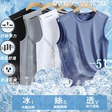 大碼涼感冰絲背心：速乾透氣運動跑步無袖上衣