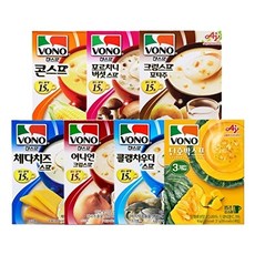 농심() 보노 스프 3P x 7종세트 (콘스프+버섯+체다치즈+크림+어니언+클램차우더+단호박), 보노스프 포르치니 버섯 3P x 7개, 7개, 54g