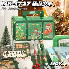 台灣有貨 聖誕節禮物幼兒園文具套盒兒童獎勵文具大禮包禮盒學生獎勵小禮品 W020, 1個, 聖誕盲盒大禮盒-綠色