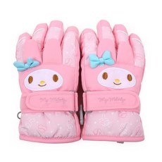 美樂蒂兒童手指滑雪手套 厚實又保暖的冬季手套 小學兒童可愛風格協調手套 冬季必備用品