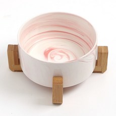 G.L.S 반려동물 우드 받침 도자기 식기 16cm 식기세트