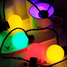 해피유통 야외 장식 조명 스트링 램프 캠핑 파티 분위기 조명 따뜻한 화이트 라이트 BJJ001, 50.2m 조명(태양광 모델), 5cm 컬러 쉘 볼