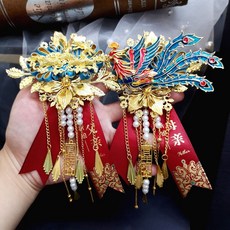 臺灣出貨 結婚必備 結婚胸前花全套 新郎新娘婚禮胸花 高級2024豪華版中式婚禮秀禾服 胸針, 藍色百年好合）龍鳳胸花新娘父母一對, 1個