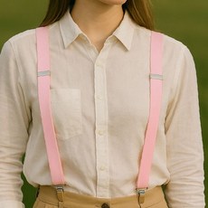 여성 남성 공용 분홍색 와이형 조절식 어깨 고정 스트랩 클립 장착 바지 고정용