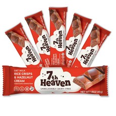7th Heaven 오트 밀크 초콜릿 스낵 바: 피스타치오 & 할바 크림 - (1.6온스 6팩), 3 Hazelnut & Rice Crisp, 45g