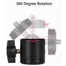 삼각대 어댑터 1/4 나사 구멍 마운트 카메라 헤드 볼 잠금장치 포함 LED 라이트 브래킷 홀더 DSLR DV, 01 검정색