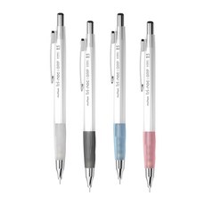 문화 트라이 노크 그립 샤프 0.5mm 4자루, 화이트+블랙+블루+핑크, 1세트