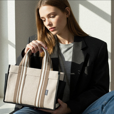 이엘로그 대용량 기저귀 가방 캔버스백 + 이너백 세트, 블랙