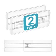 Vtopmart 대용도 서랍장용 정리 조절 칸막이 높은형 플라스틱, 2, 투명