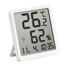 탁상온습도계 디지탈시계 자석부착 미니, 화이트, 1개