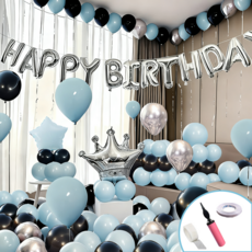 콜콜러브 생일 파티 풍선 세트 파티 장식 생일/가족 모임/기념일 장식 배경 세팅 사진 찍기 너무 예뻐요, 1개, BlackBlue