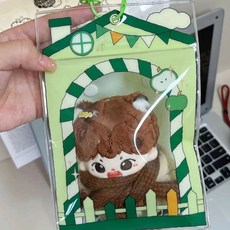 高透材質透明inspvc追星娃包應援學院風10cm娃娃展示diy裝飾防塵包, 1個, 綠色10cm適用