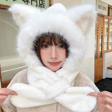 新竹出貨 秋冬季韓版可愛小狐狸帽子圍巾手套三件套冬季百搭圍脖一體三閤一 XNU0