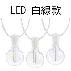 源源購物 G40 LED燈串 防水燈串 露營燈串 戶外燈串 復古 愛迪生 聖誕燈, 1個, LED款 白線（25燈＋2燈備用）GLW