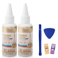 2개 세트 원단 접착제 영구용 의류용 액체 스티치 세탁 가능 면 데님 가죽 폴리에스터 빠른 수리에 이상적