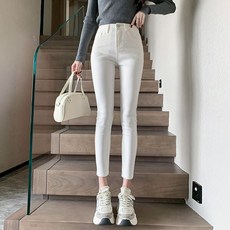 Yellwel 여성용 고탄력 슬림핏 스키니 팬츠 봄·여름용 캐주얼 바지 DJP