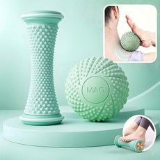 Clevoria 원형 지압 마사지볼 발바닥 근육이완 족저근막염 완화 도움 요가 필라테스용, 1세트, 그린2종