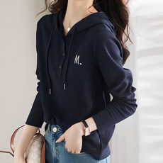 Queenis 女款Mew刺繡連帽T恤