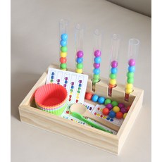 DIU 蒙氏教具早教夾珠子訓練益智玩具專注力訓練感統思維訓練數學啓蒙, 1個, 試管夾珠子游戲(彩盒):如圖