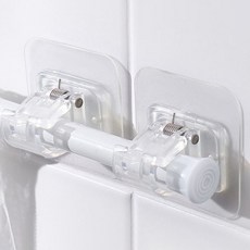 商品 龐芳 無孔窗簾桿架 壓縮桿 窗簾桿架（2P）+壓縮桿（1P）套組, 透明