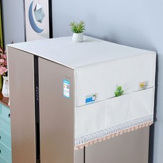 뚜껑 가정용 냉장고 먼지 커버 더스트 캐비닛 인테리어 주방 모던 자수 덮개 정리, CH 유리몽 베이지(미끄럼 방지 더스트), 폭 53x길이 140(단문형 냉장고/세탁기 적용)