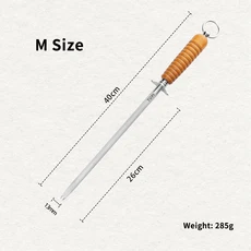 TUPI 샤프너 로드 탄소강 칼날 내구성이 뛰어나고 사용하기 쉬운 미끄럼 방지 손잡이가 있는 칼날 연마봉, 03 M wooden handle