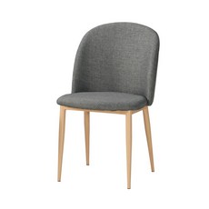 文昌家具 關東餐椅 北歐風格棉麻布 金屬腳木紋貼皮, 灰布, 1個