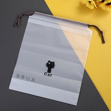 고양이 방수 비닐 파우치 다회용 끈 투명 중 DD-12176