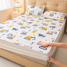 爆款工廠卡通100%防水床包 學生宿舍床包 兒童保潔墊 隔尿墊 有鬆緊帶 親膚透氣可裸睡 單人/雙人/加大/特大尺寸, 恐龍運動員, 1個