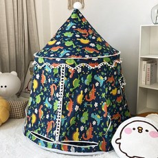 실내 키즈텐트 접이식 원형 텐트 키즈 장난감 대형 유아텐트 놀이방 플레이하우스 어린이텐트, 네이비공룡 싱글 텐트(매트 및 액세서리 제외)