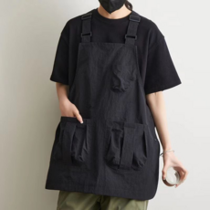 圍裙 廚房防潑水薄款餐飲烘焙露營理髮師奶茶寵物店, 黑色