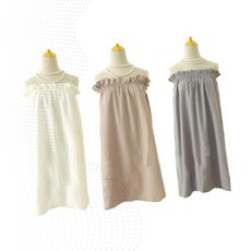 여성 오프숄더 원피스 프릴 셔링 롱 드레스 화이트 베이지 그레이 면 린넨 여름 데일리 캐주얼